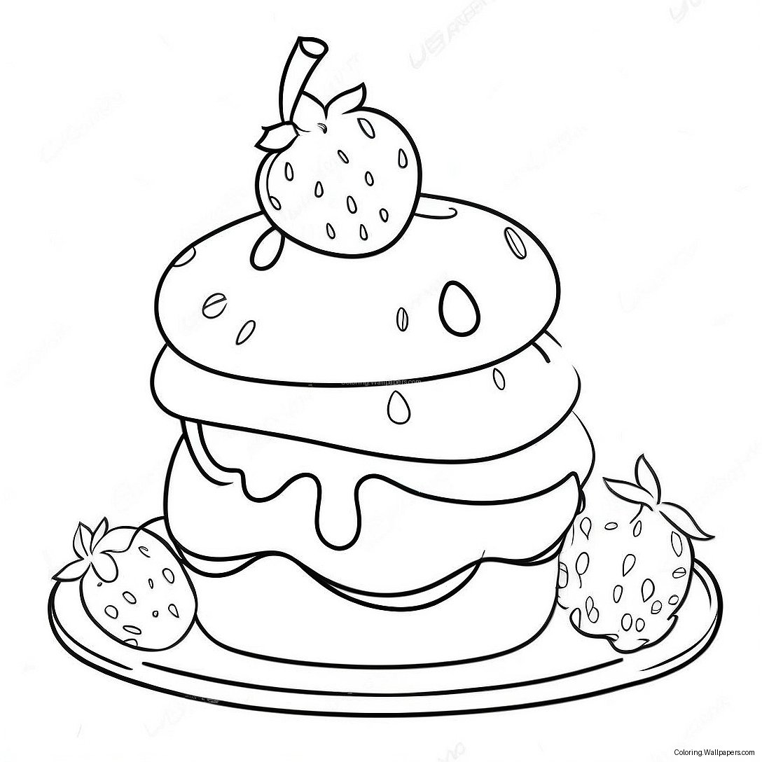 Delicious Strawberry Shortcake With Cherry Topping Coloring Page 29890