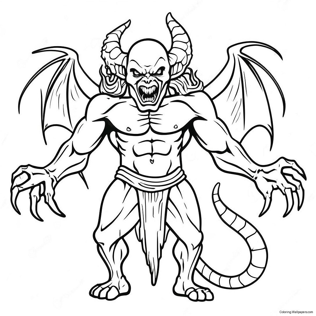 Demonic Horror Creature Coloring Page 33451