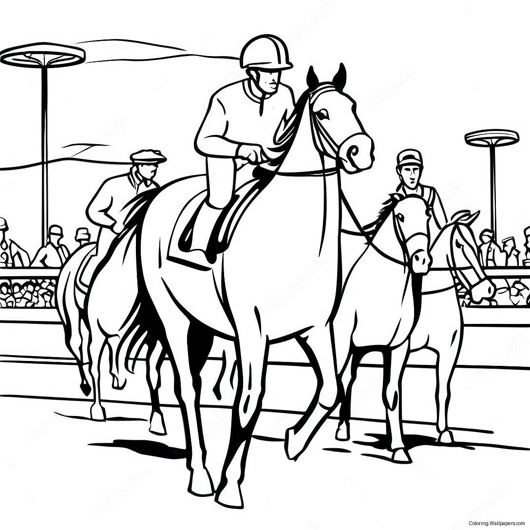 Derby Horse Racing Scene Coloring Page 34293