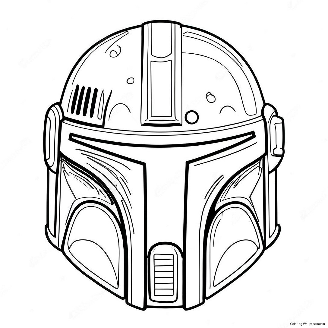 Detailed Boba Fett Helmet Coloring Page 35539