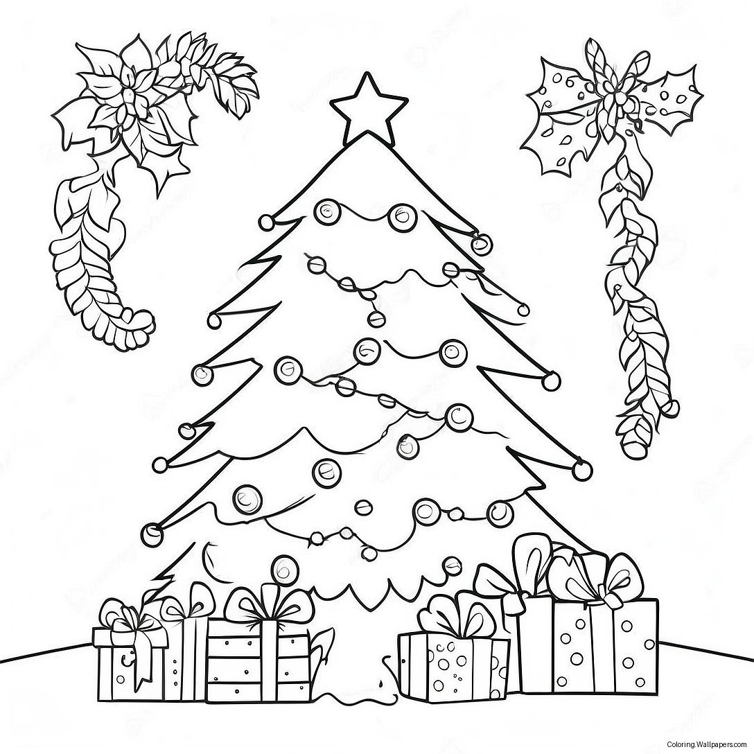 Detailed Christmas Tree Coloring Page 50178