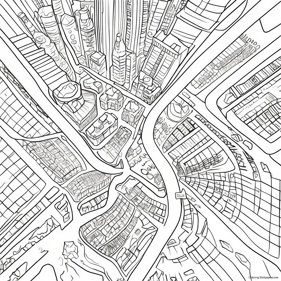 Detailed City Map Coloring Page 4293