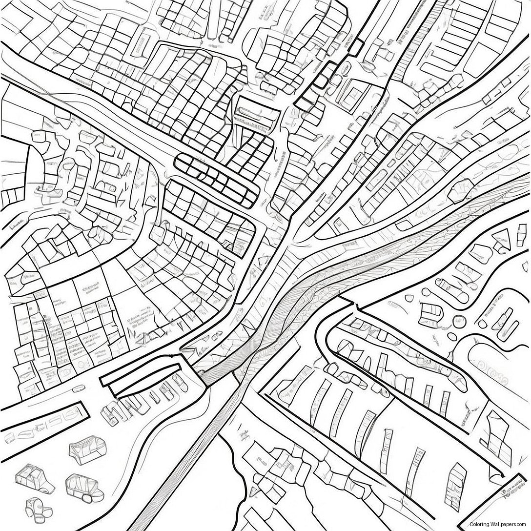 Detailed City Map Coloring Page 4295