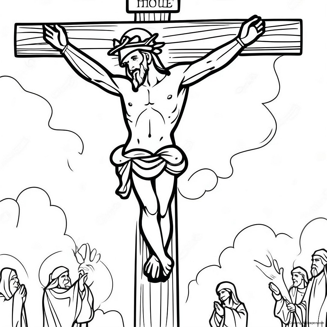 Detailed Crucifixion Artwork Coloring Page 32379