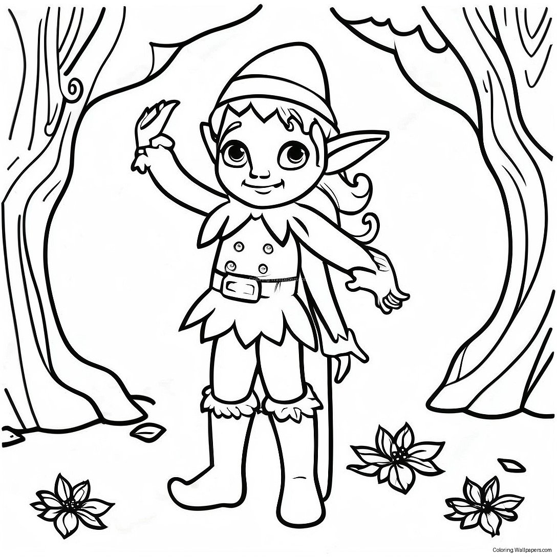 Detailed Elf In Enchanted Forest Coloring Page 9110