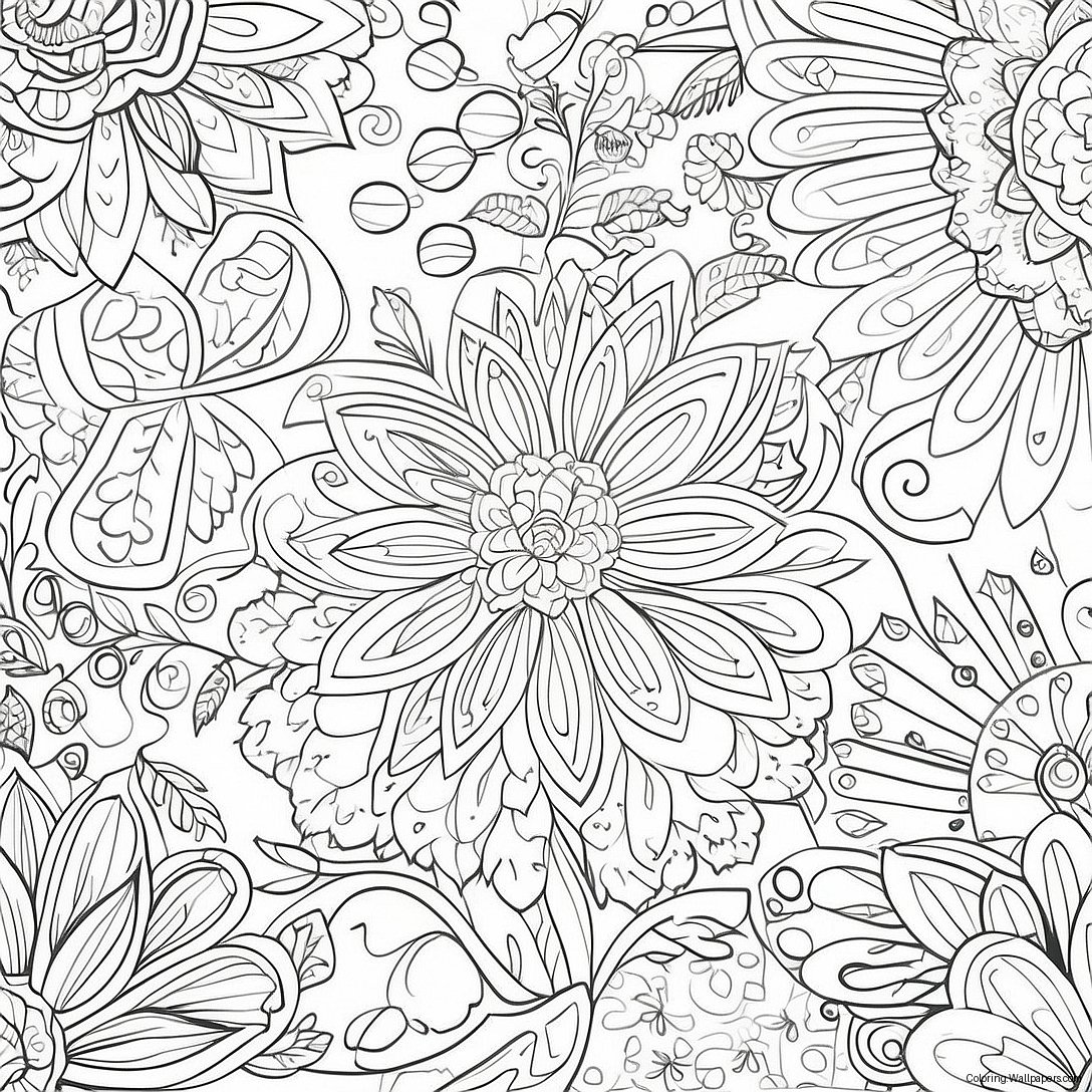 Detailed Floral Patterns Coloring Page 21070