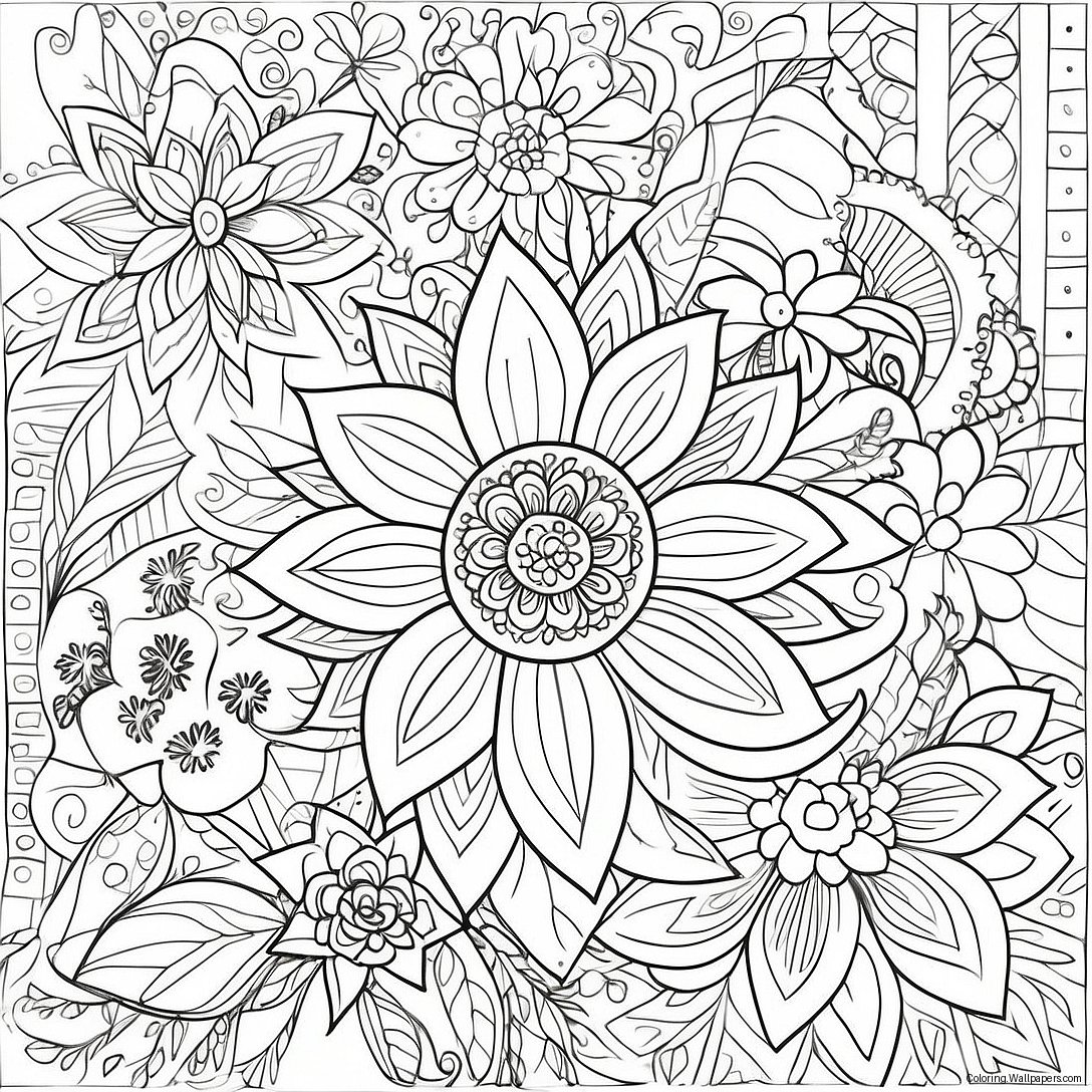 Pagina De Colorat Cu Modele Florale Detaliate 595