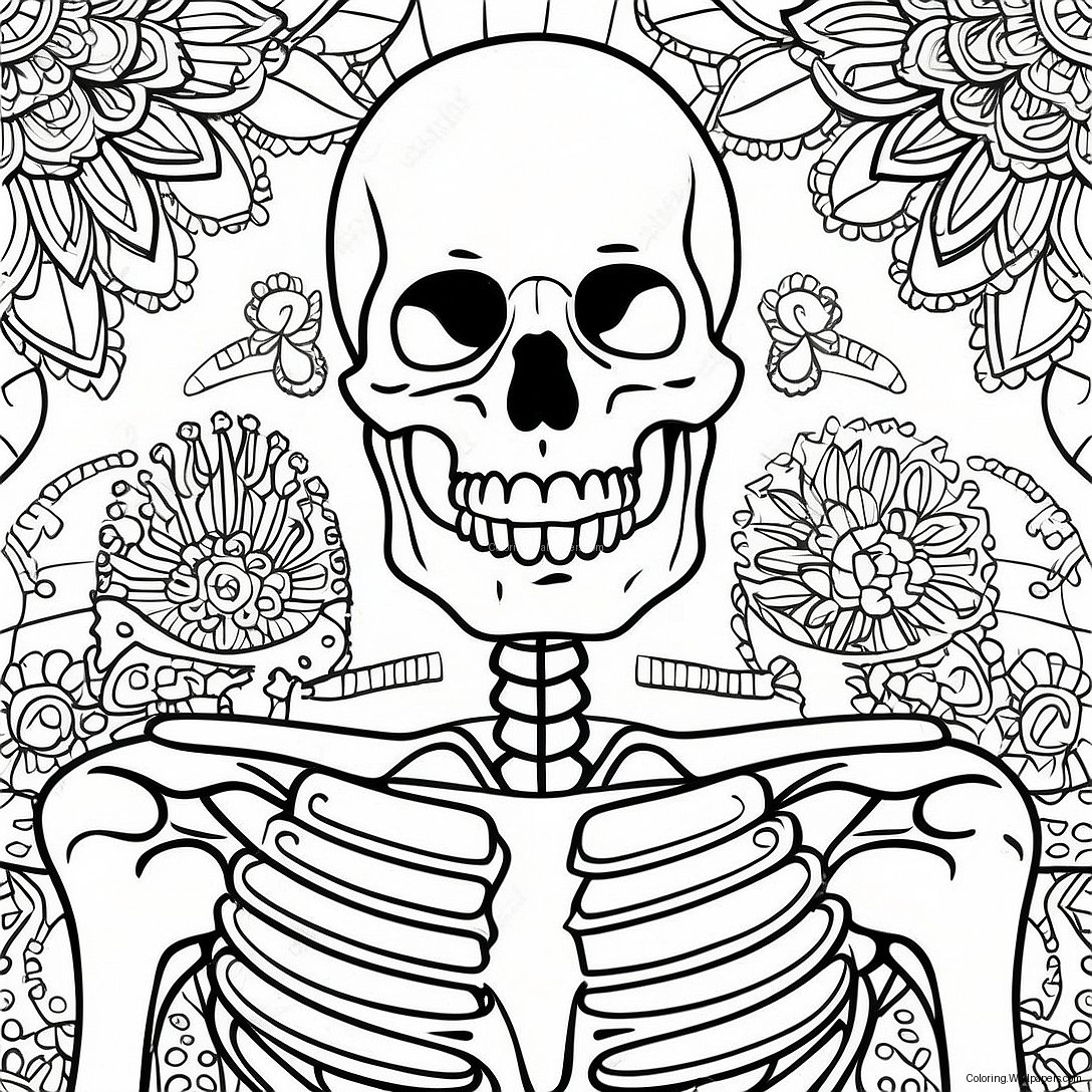 Detailliertes Ausmalbild Des Menschlichen Skeletts 783