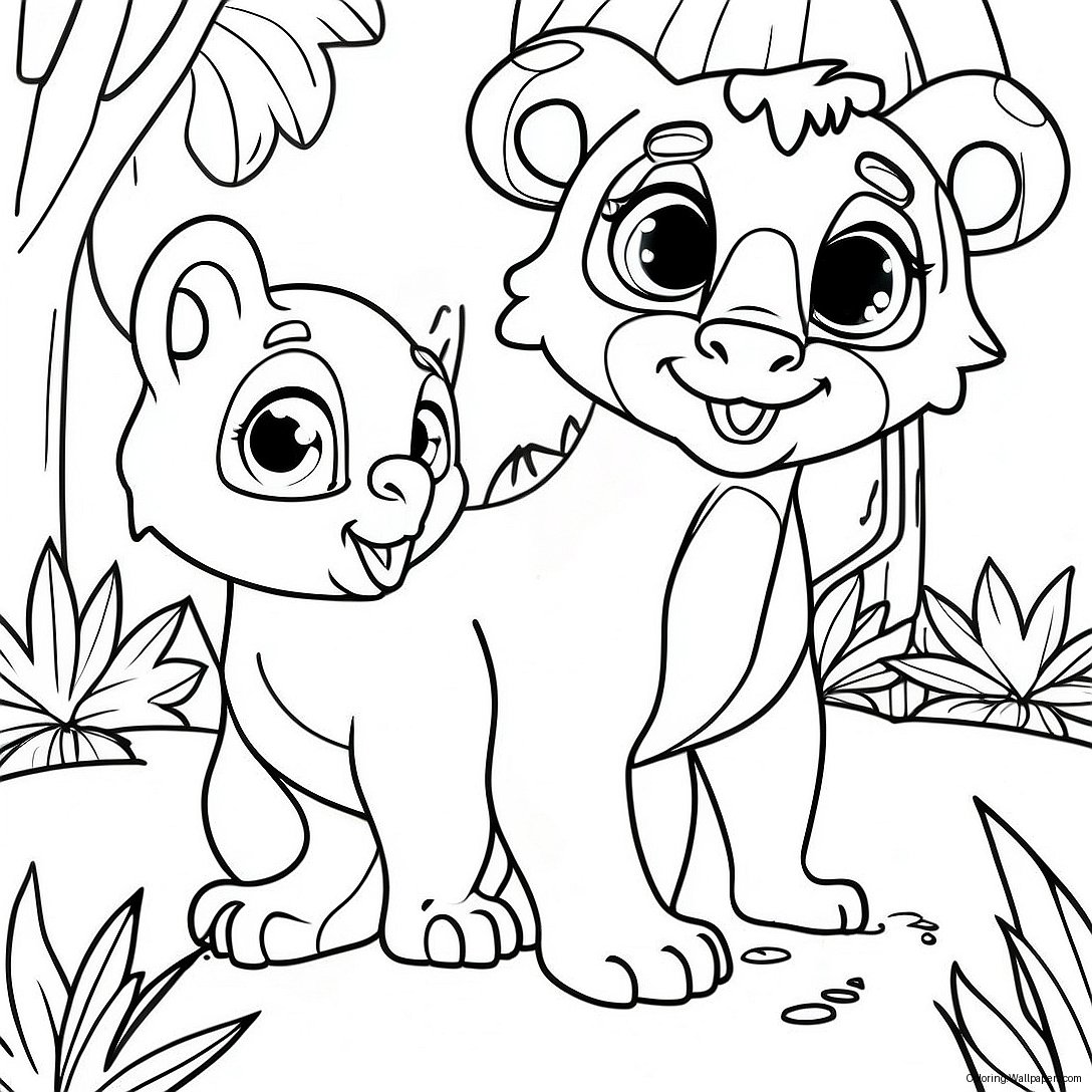 Detailed Jungle Animals Coloring Page 47969