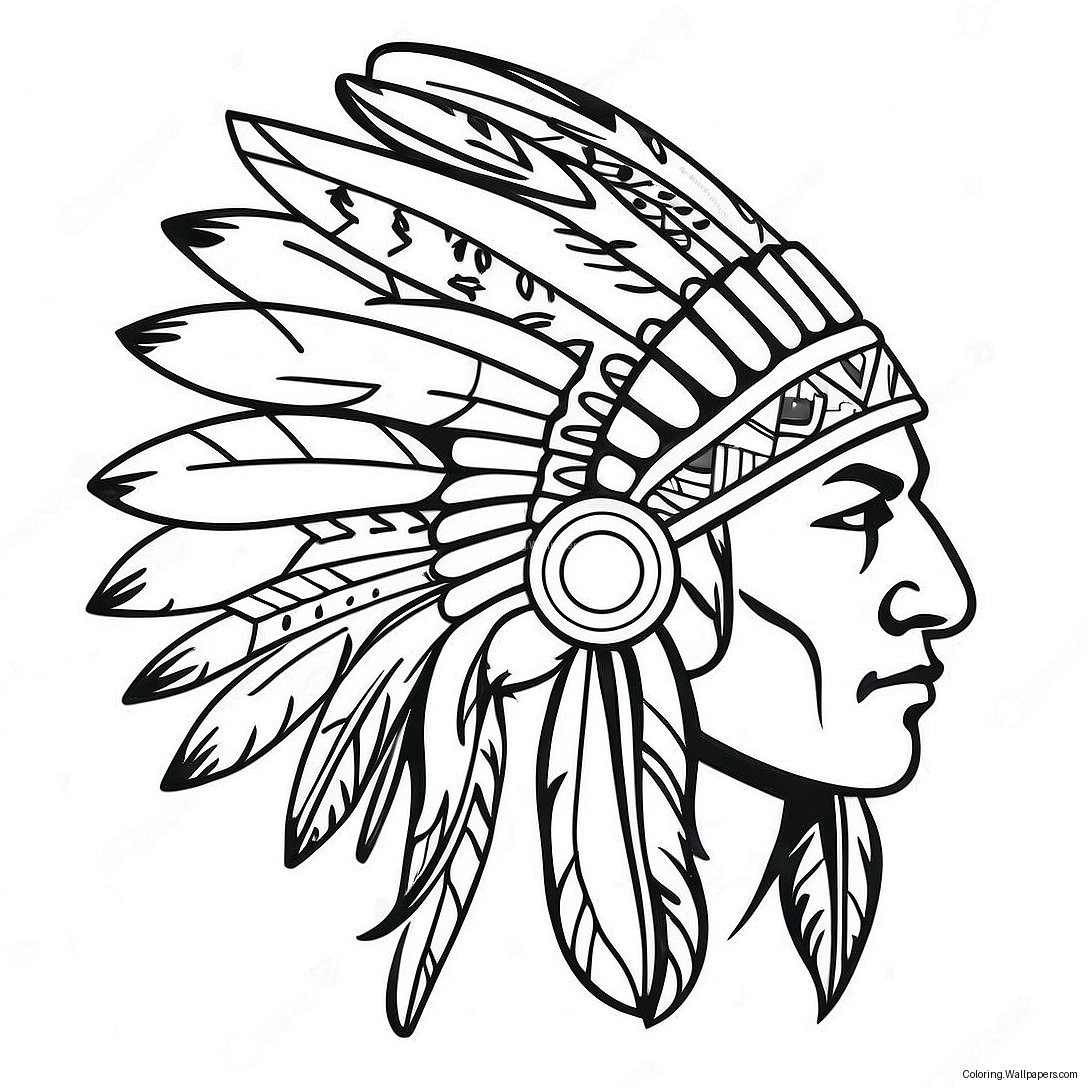 Detailed Native American Headdress Coloring Page 37015