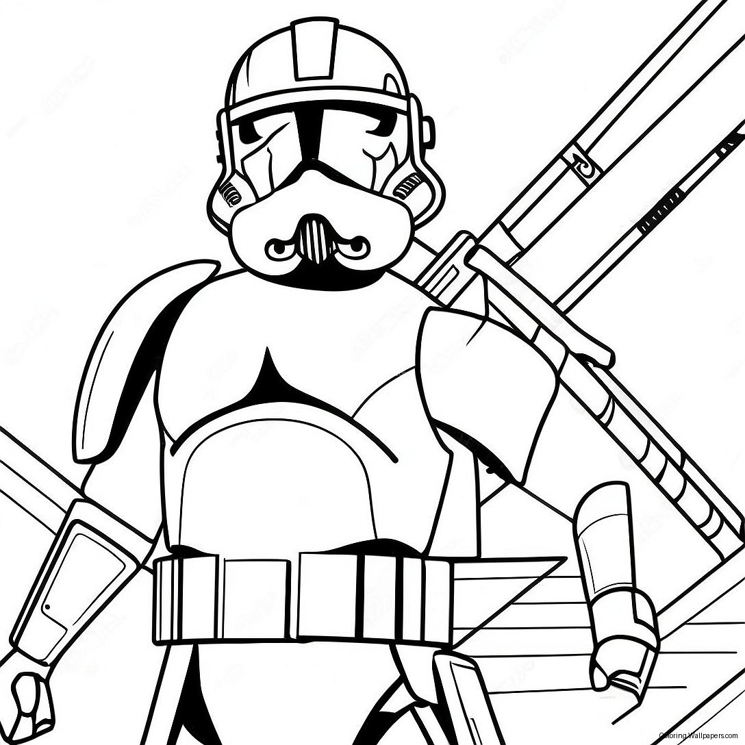 Page À Colorier De Clone Trooper Phase 1 En Pose D'action Détailée 52006