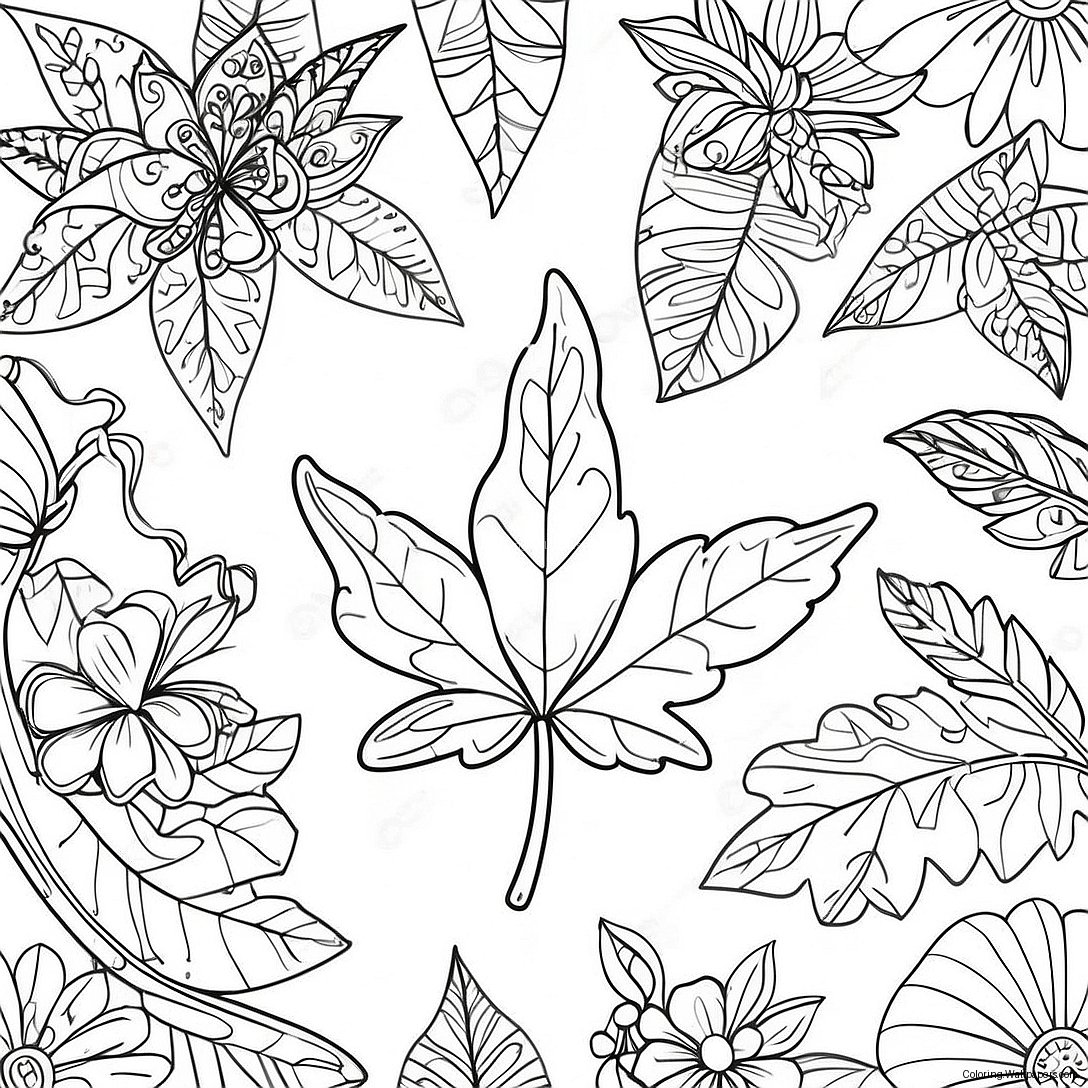 Detailed Pot Leaf Coloring Page 36070