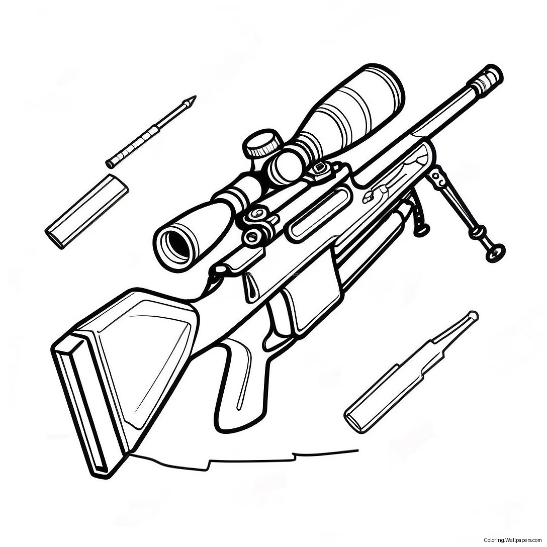 Detailed Sniper Rifle Coloring Page 23397