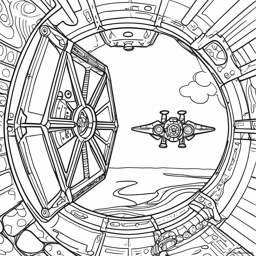 Раскраска Подробной Космической Битвы Ти-Файтера 34163