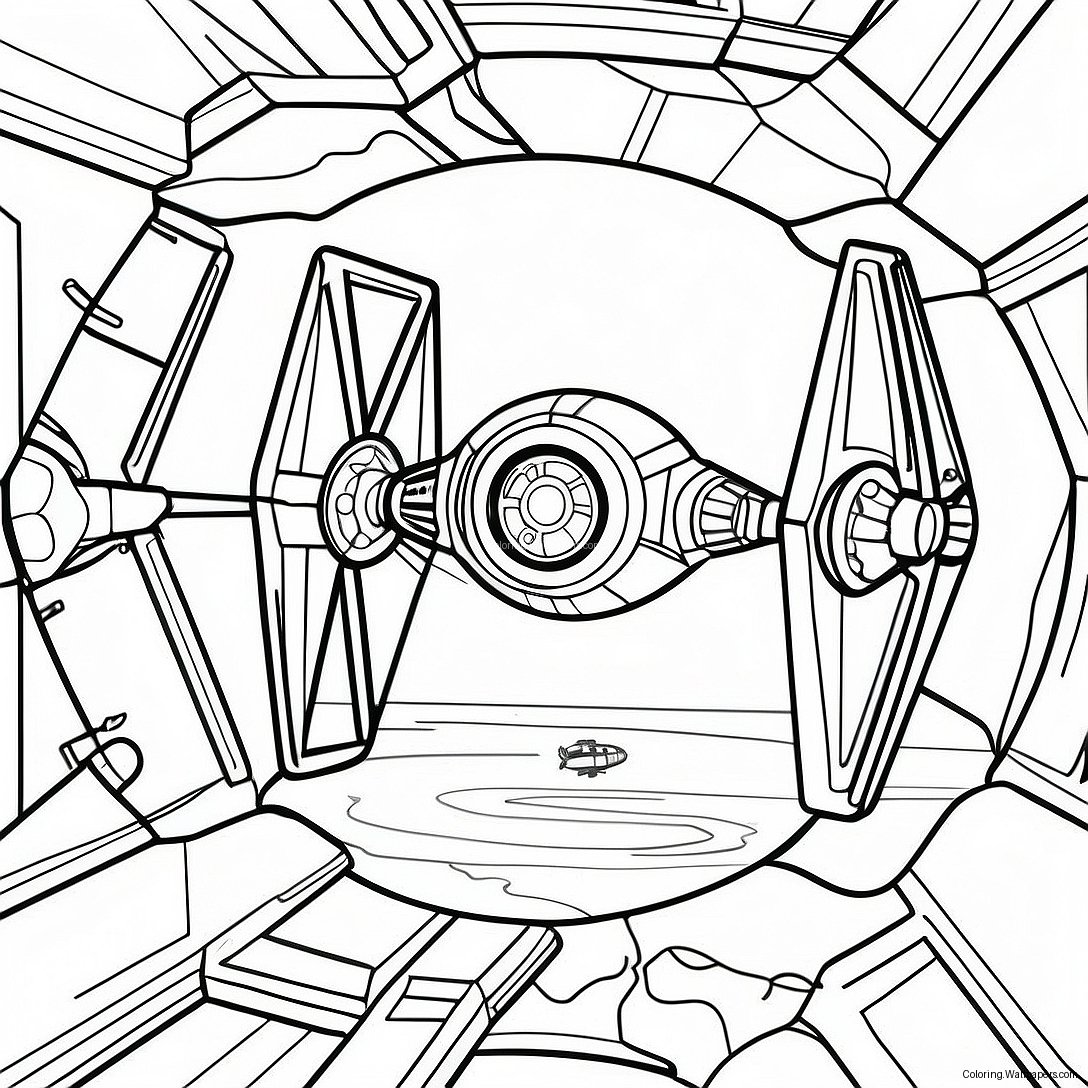 Yksityiskohtainen Tie Fighter Avaruusottelu Värityssivu 34164