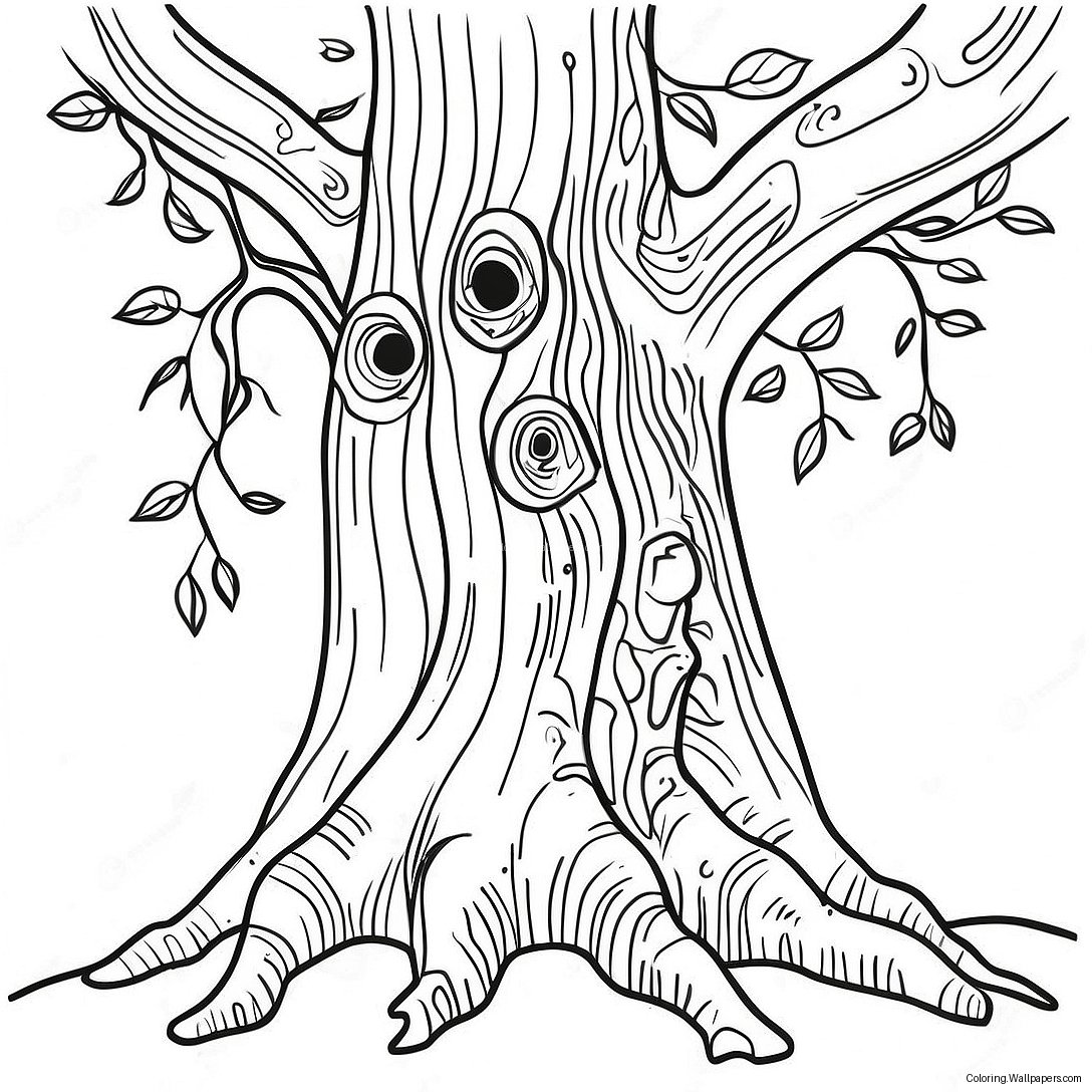 Page À Colorier De Tronc D'arbre Détaillé 45874