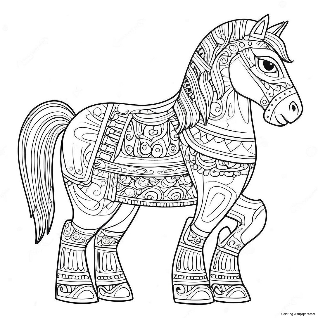 Detailed Trojan Horse With Soldiers Coloring Page 43795