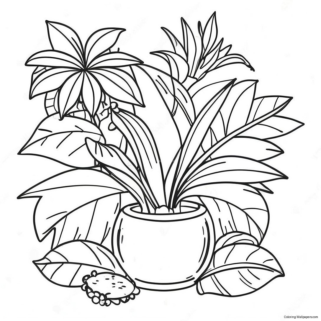 Detailed Tropical Plant Coloring Page 10196