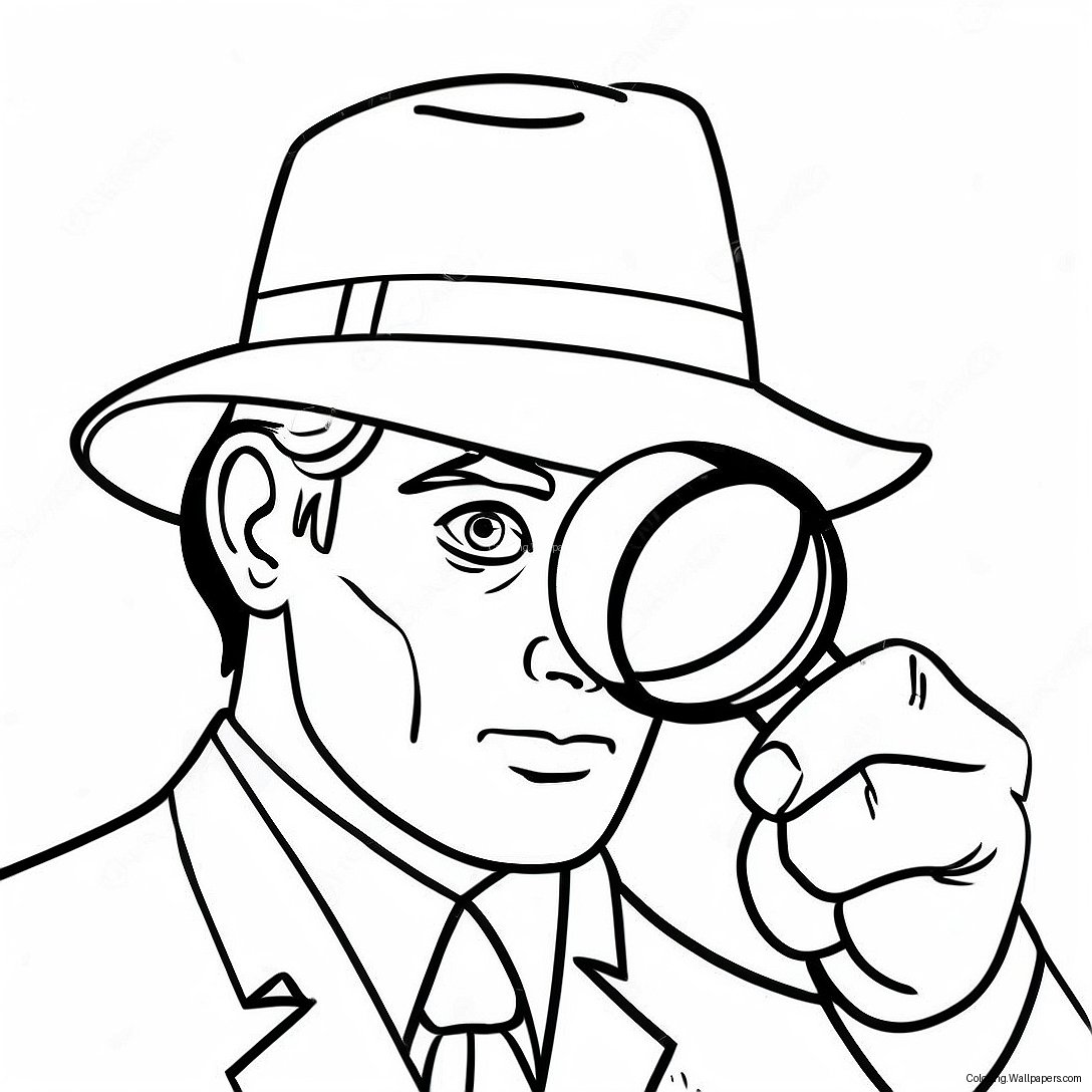 Detective With Magnifying Glass Coloring Page 52232