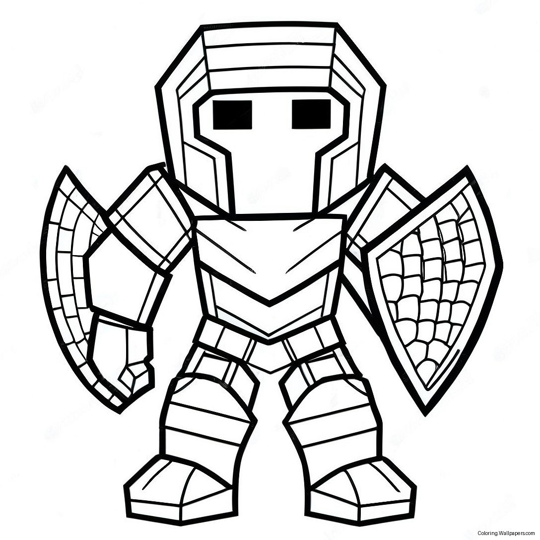 Page À Colorier De Steve Minecraft En Armure En Diamant 28674