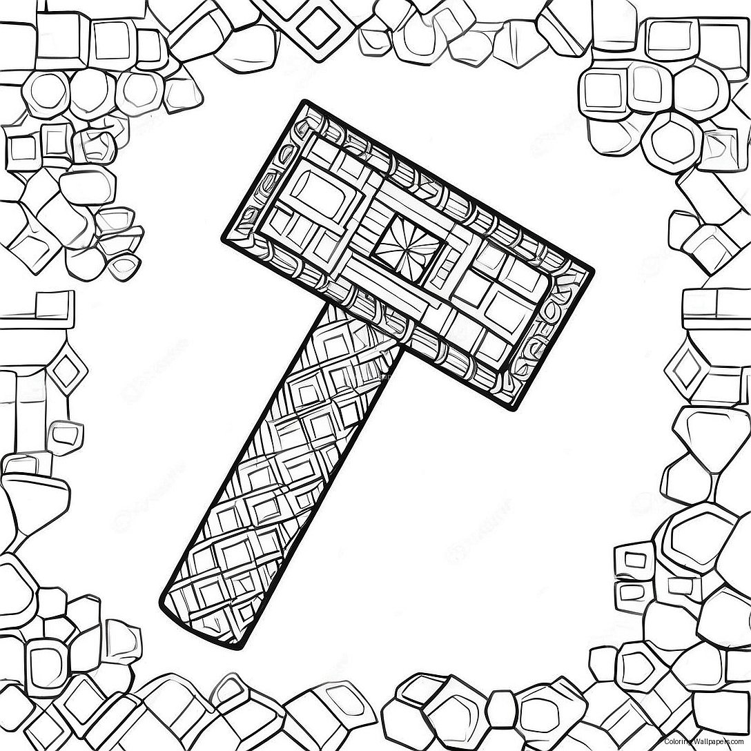 Diamond Minecraft Axe Coloring Page 26188