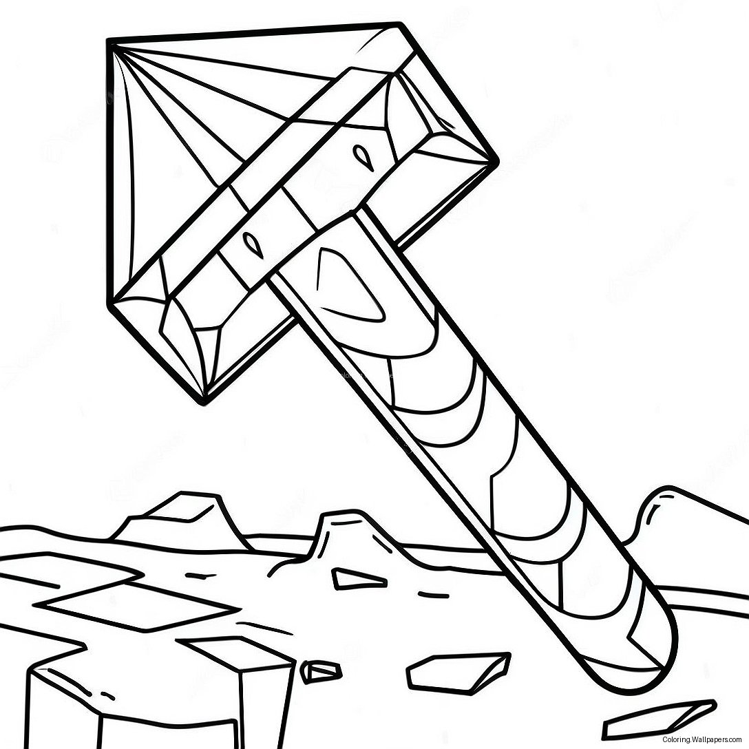 Diamond Minecraft Pickaxe Coloring Page 28125