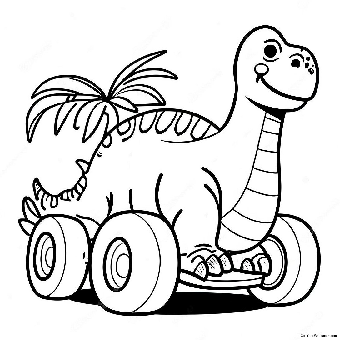 Dinosaur Car Coloring Page 49704