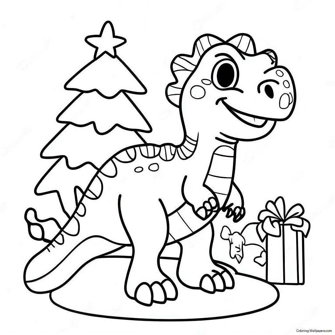 Dinosaurier Weihnachtsbaum Ausmalbild 2103