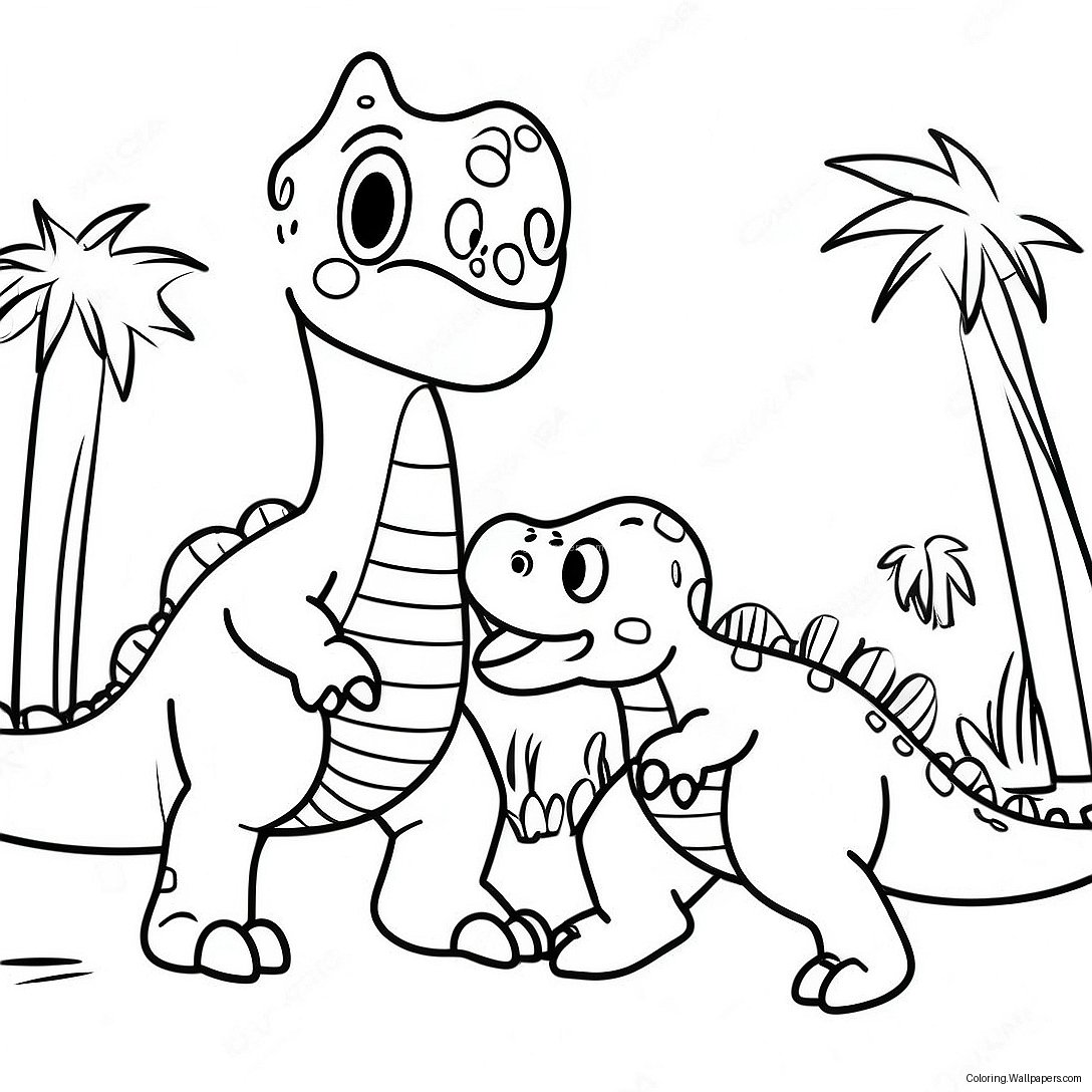 Página Para Colorear De Una Escena De Pelea De Dinosaurios 39531