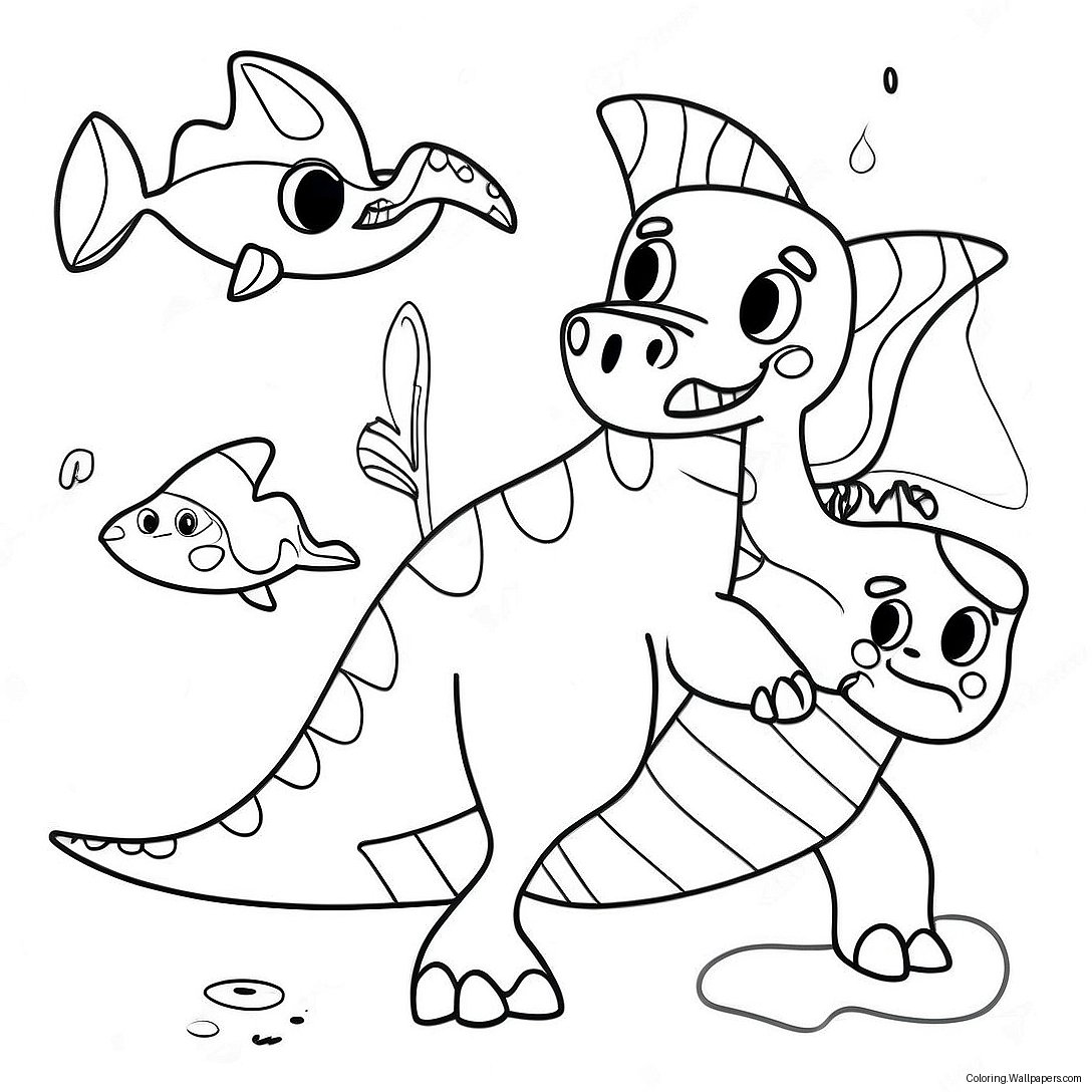 Dinosaur Shark Coloring Page 55654