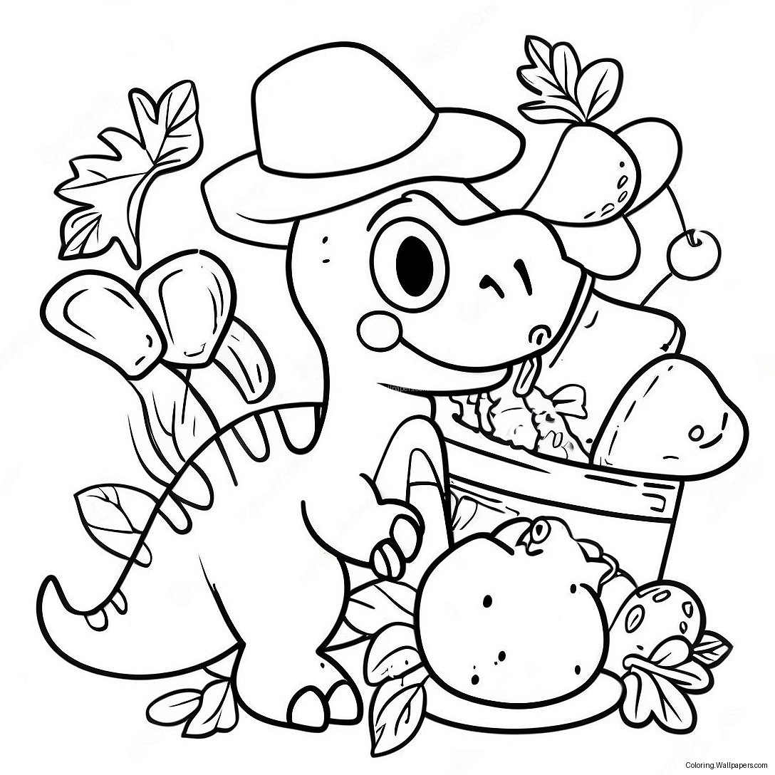 Dinosaur Thanksgiving Feast Coloring Page 53895