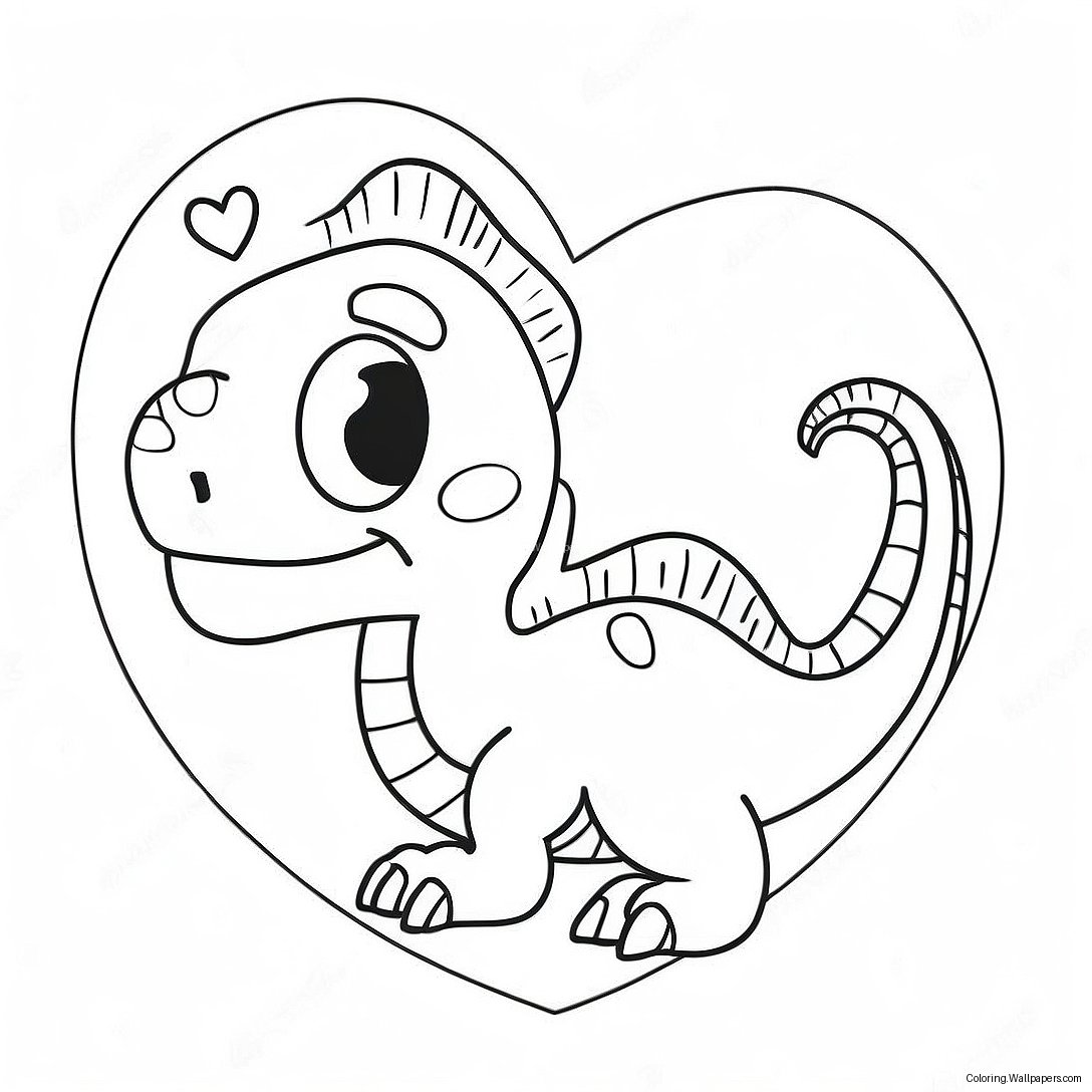 Dinosaur Valentine Heart Coloring Page 11135