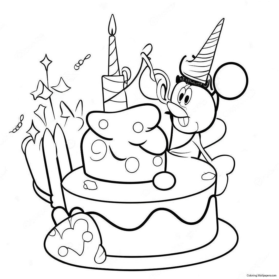 Página Para Colorear De La Celebración De Cumpleaños De Disney 37031