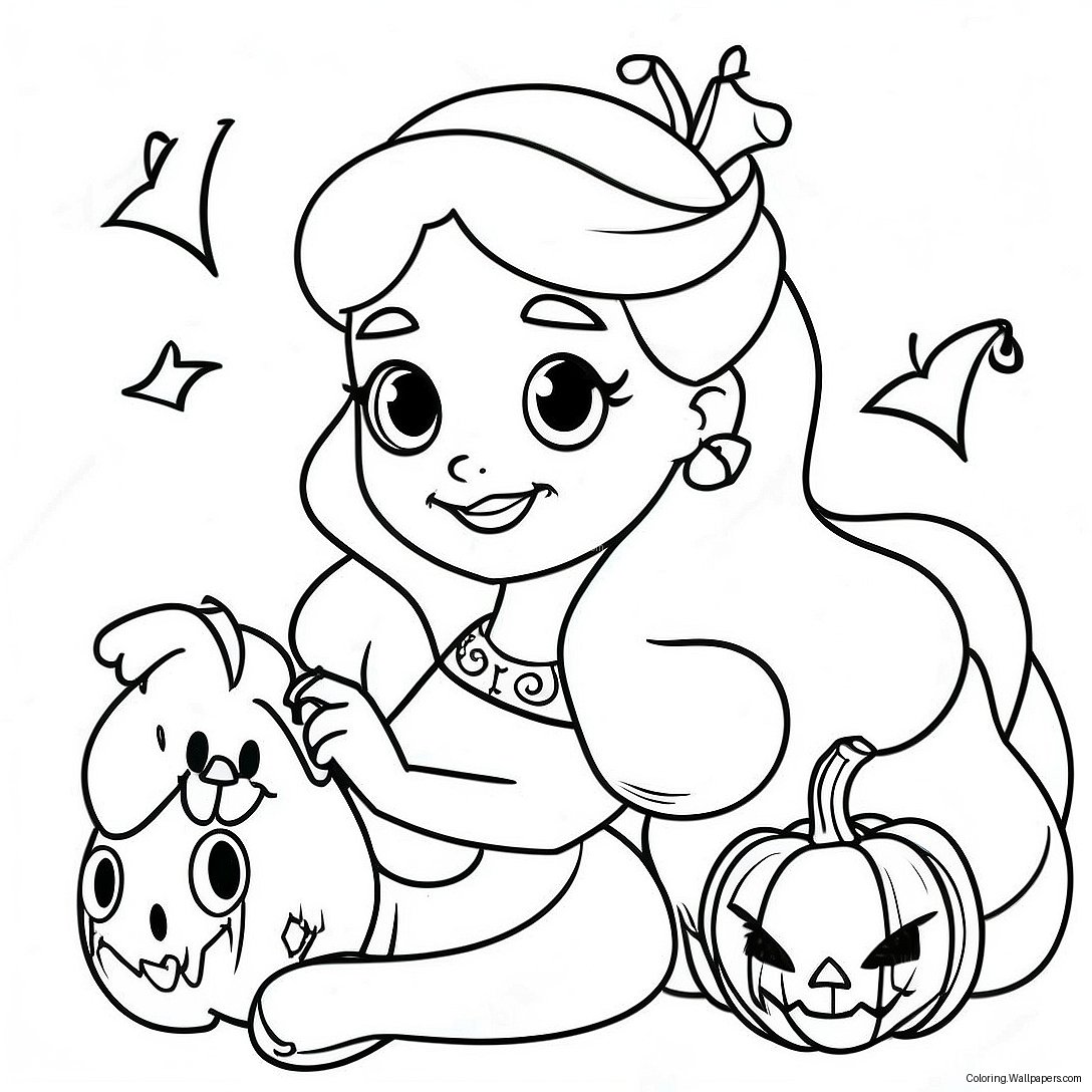 Página Para Colorir Princesas Da Disney No Halloween 13677