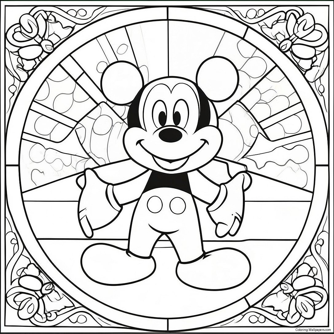 Disney-Tyylinen Lasimaalaus Mikki Hiiri Värityssivu 19310