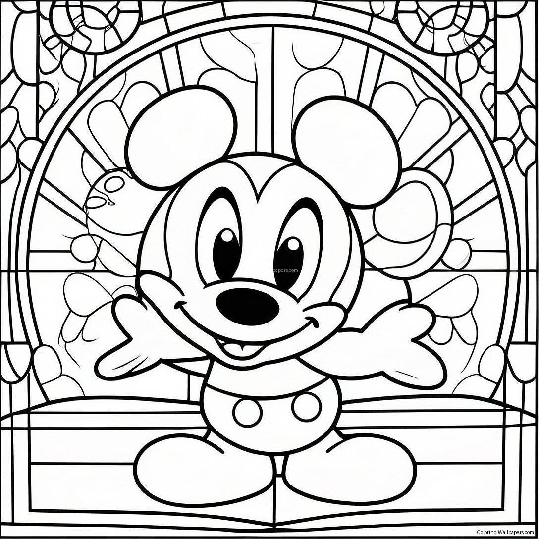 Pagina Da Colorare Topolino In Vetro Colorato Disney 19311