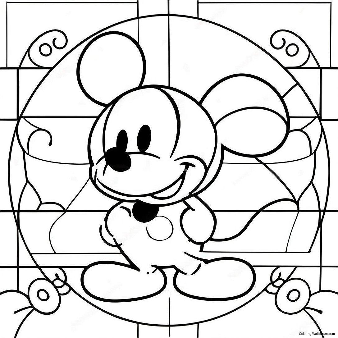 หน้าระบายสี Mickey Mouse กระจกสีของดิสนีย์ 19312