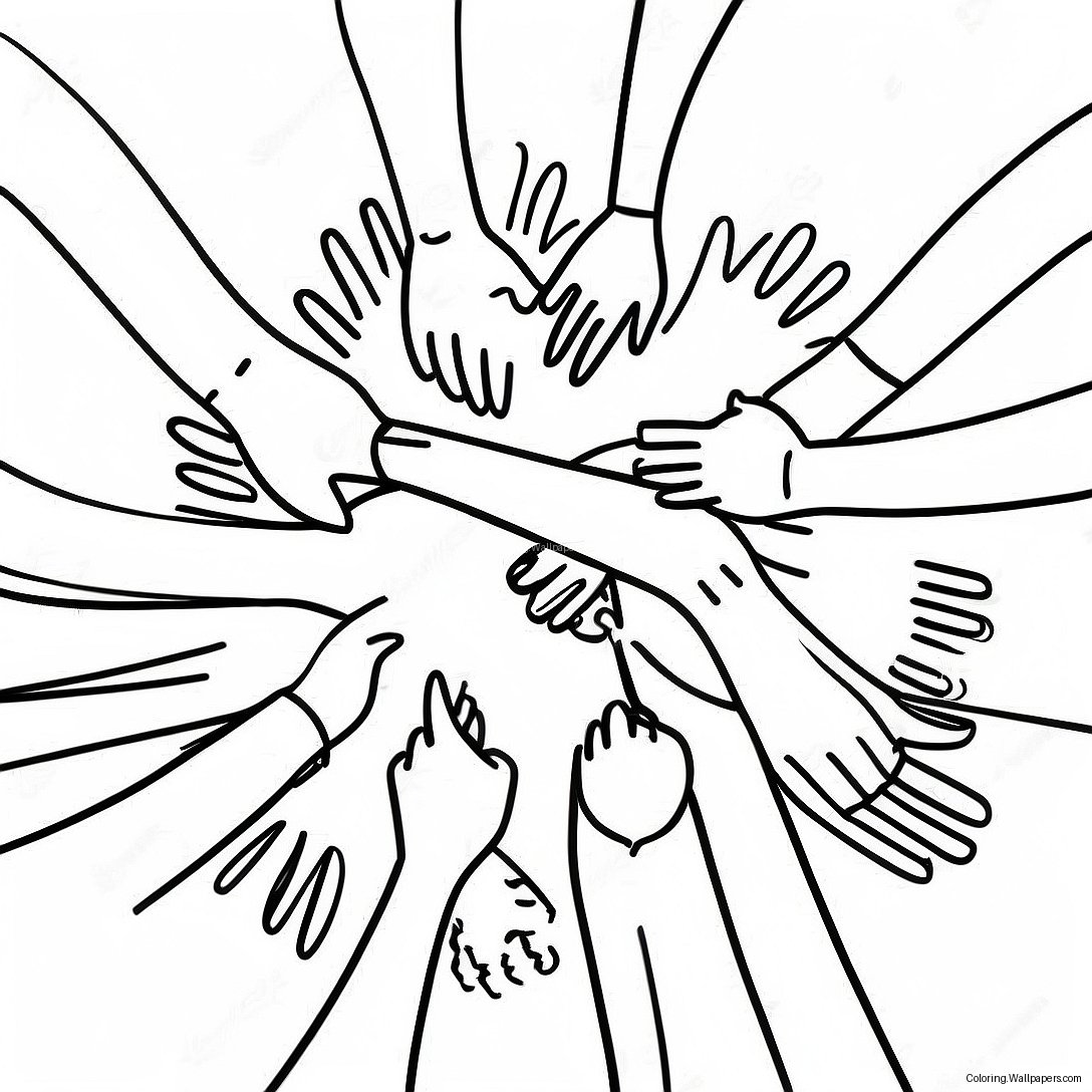 Diverse Citizens Holding Hands Coloring Page 43361