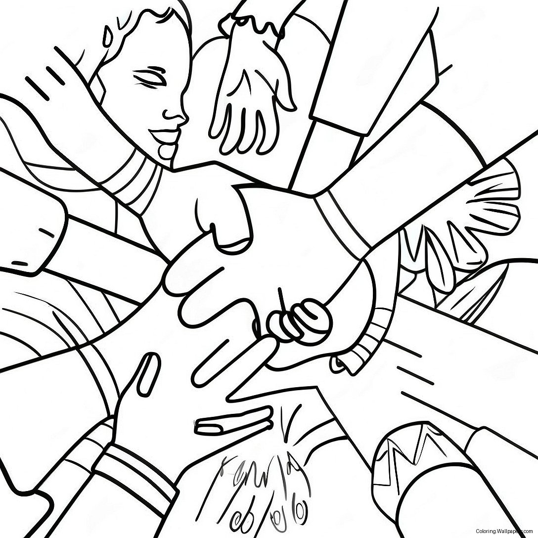 Diverse Citizens Holding Hands Coloring Page 43364