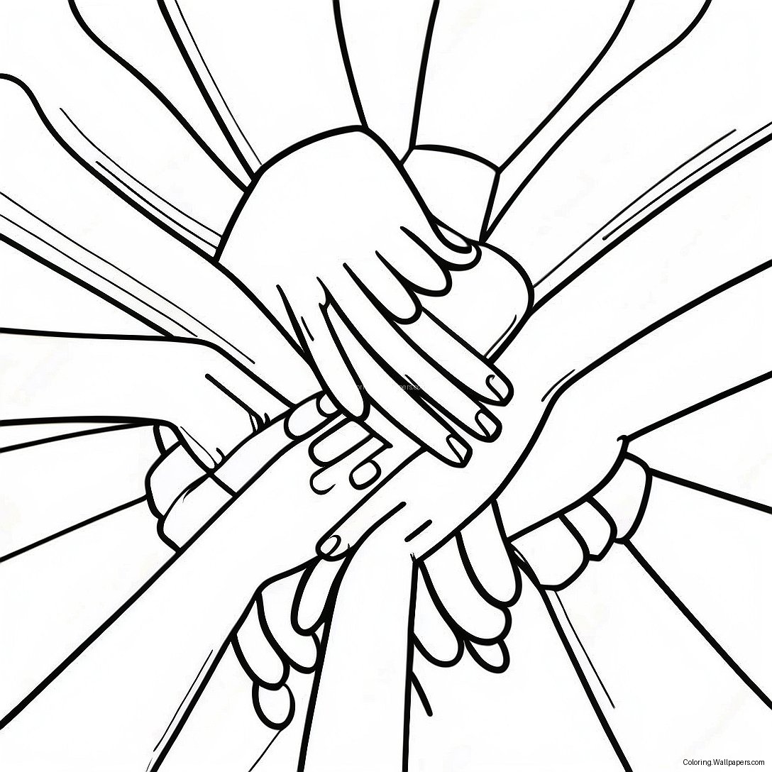 Diverse Hands Holding Each Other Coloring Page 45442