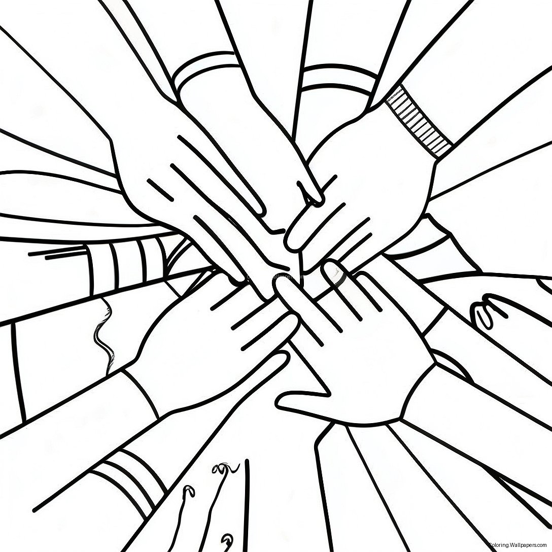 Diverse Hands Holding Each Other Coloring Page 45444