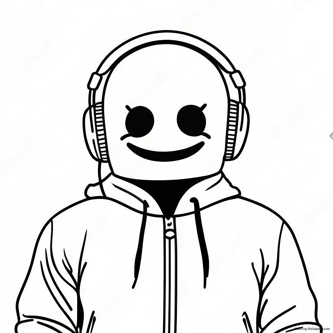 Renkli Kulaklıklarla Dj Marshmello Boyama Sayfası 24181