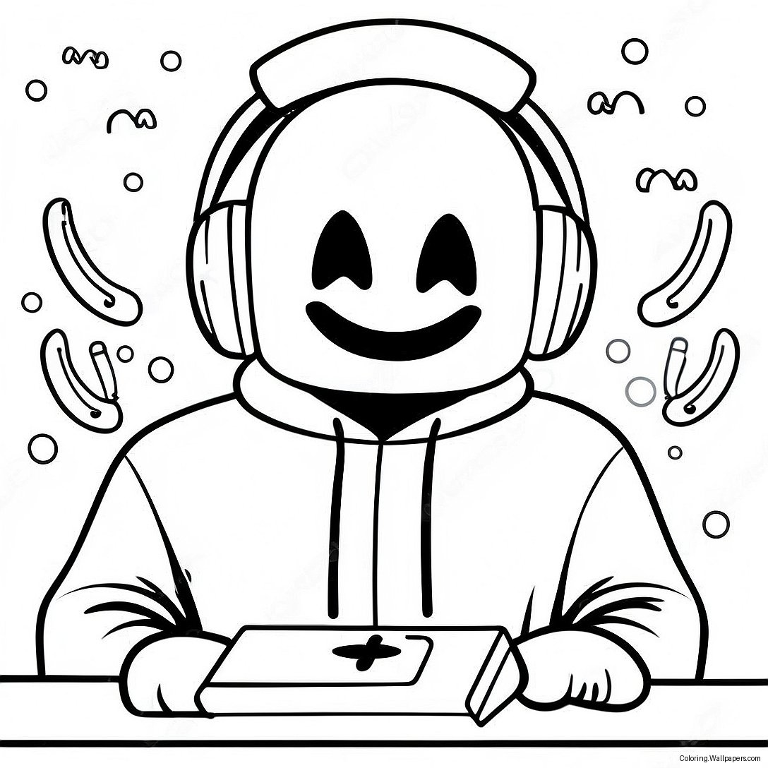 Page À Colorier De Dj Marshmello Avec Des Écouteurs Colorés 24182