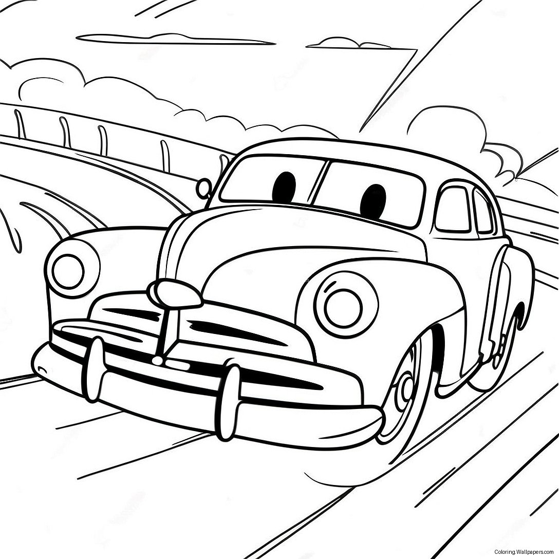 Doc Hudson Racing Scene Fargeleggingsark 51783