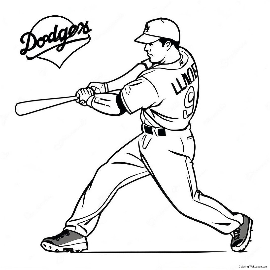 Dodgers-Spiller Svinger Bat Fargeleggingsark 15050