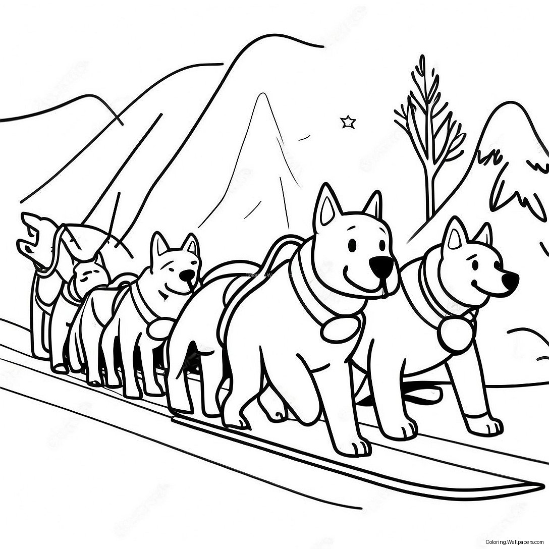 Dog Sled Team In Action Coloring Page 55692