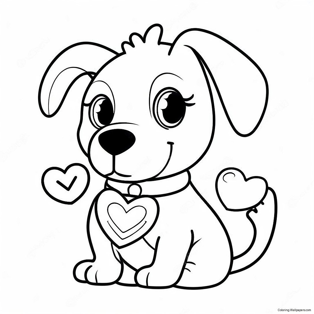 Dog Valentine Coloring Page 34486