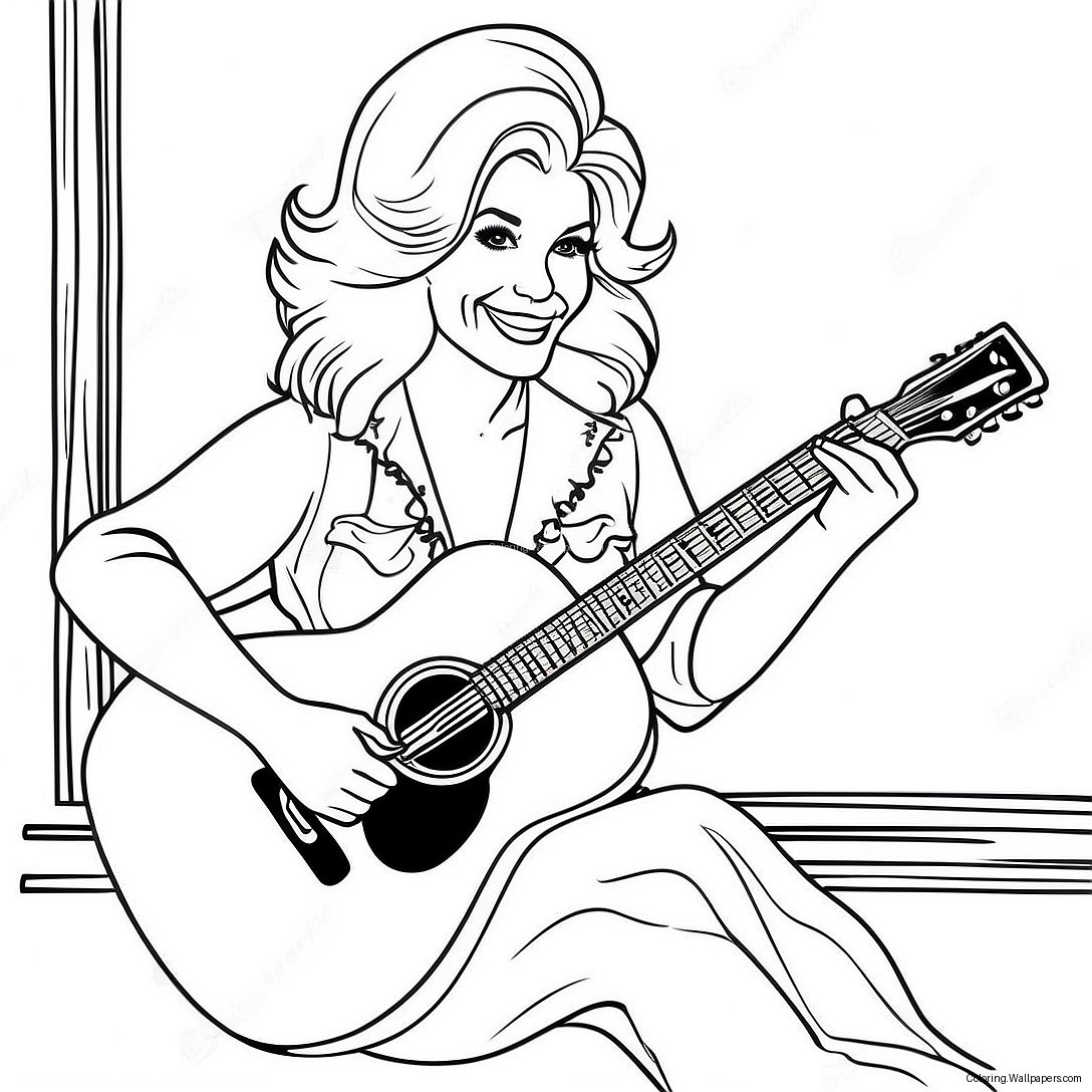 Kolorowanka Z Dolly Parton Z Gitarą 16086