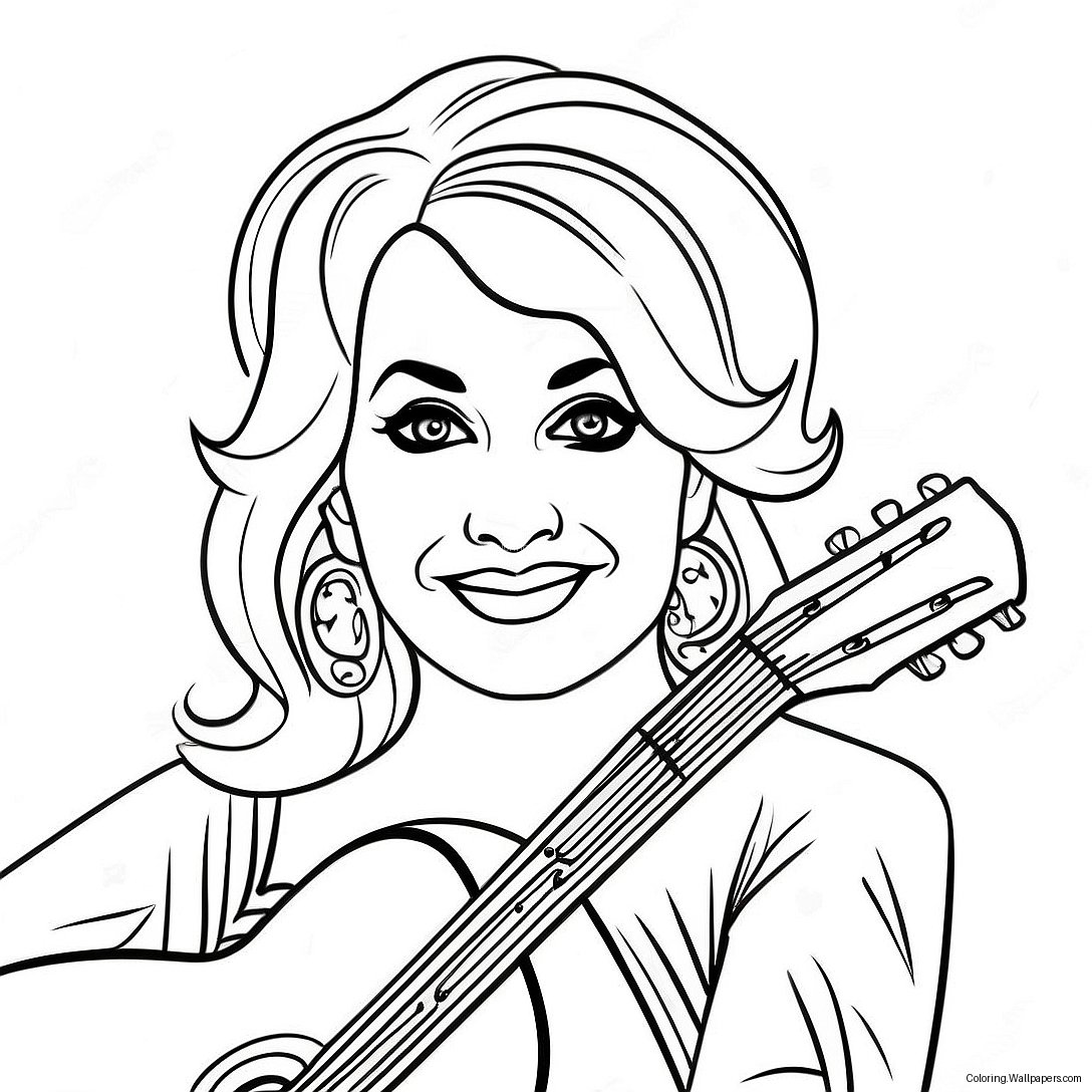 Dolly Parton Med Guitar Farvelægningsside 16088