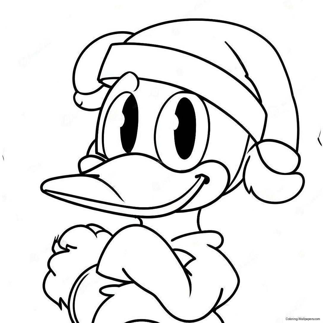 Donald Duck In A Santa Hat Coloring Page 49417